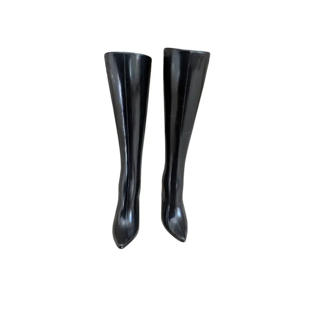 Pre-owned Barbie Doll Black Tall Boots High Heels Stilletos - Picture 3 of 6